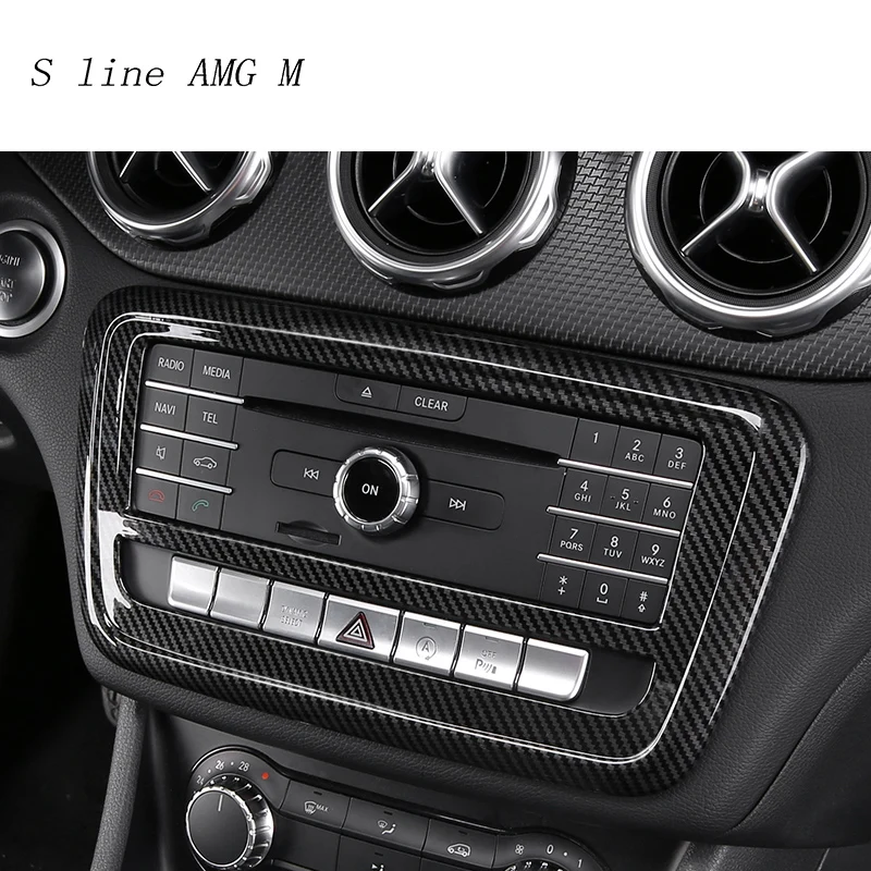Automobilio Stilius Anglies Pluošto Stiliaus Konsolė CD Frame Auto Padengti Lipdukai Apdaila Mercedes Benz A GLA CLA Klasė W176 X156 C117