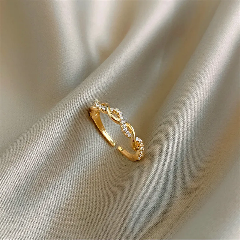 Mielas Moterų Baltos Apvalios Crystal Žiedą, Žavesio Rose Aukso Spalvos Infinity Vestuvinis Žiedas Derliaus Atidaryti Vestuvinių Žiedų Moterims