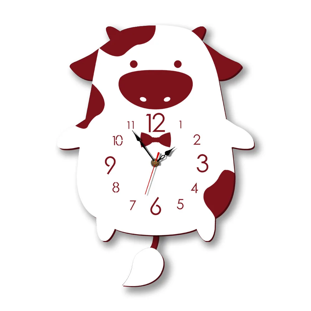 Kūrybos Galvijų Uodega Švytuoklės Gyvūnų Sieninis Laikrodis Modernių Namų Miegamojo Puošmena Vaikams, Cartoon Kabo Sieninis Laikrodis