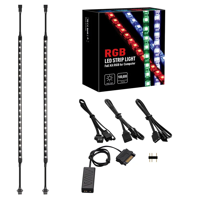 2Pack Naudojamos LED Juostelės Žibintai, Magnetinio LED Juostelių Rinkiniai su 5V 3pin RGB Antraštės už Plokštė Kontrolės/VNT Kompiuterio korpuso