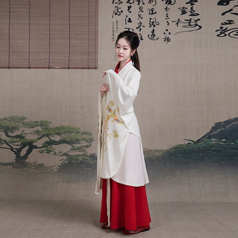 Didelis Rankovės Kinijos Senovės Hanfu Suknelė Moterims Tradicinis Han Dinastijos Princesė Lady Kostiumas Siuvinėjimo Pasakų Cosplay Apranga