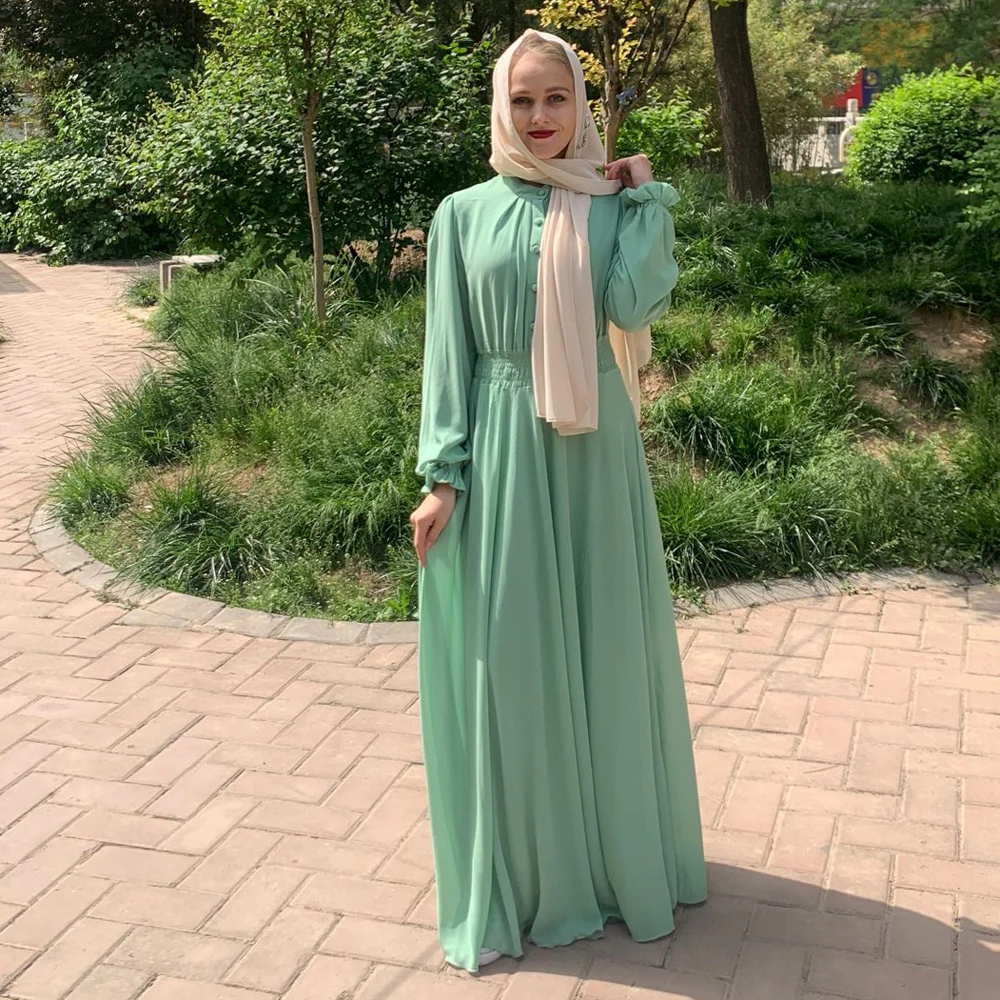 Ramadanas Eid Mubarakas Šifono Kaftan Dubajus Abaja Turkijos Musulmonų Suknelė, Hijab Islamas Suknelės Abayas Moterų Vestidos Skraiste Femme