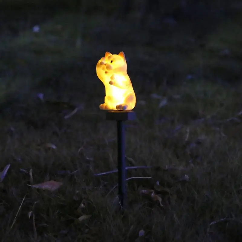 LED Sodo Žibintai, Saulės Kačiukas Formos Naktį Žibintai Vandeniui Solar-Powered Vejos Lempa Sode Kūrybos Saulės Apšvietimas