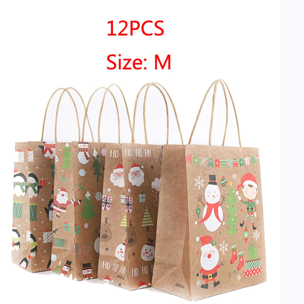 12Pcs daug Multifuntion Kalėdų popierinį Maišelį 32x12x26cm Festivalis dovanų maišeliai su Rankenomis Kalėdų Vakarėlį prekių Tiekimo Atveju Šalis