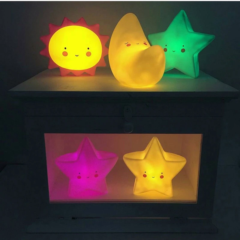 Šilta šviesa Moon star sun LED Kūdikis naktį Žibintai lempa Vaikams, dovanos, žaislai miega kambaryje naujovė apšvietimo naujas