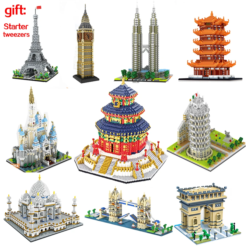 Pasaulyje Garsaus Architektūros, Miestų Gatvės Vaizdas Taj Mahal Mlin Rūmuose Londone, Statyba Blokai, Statybinės Plytos Vaikų Žaislas Dovana