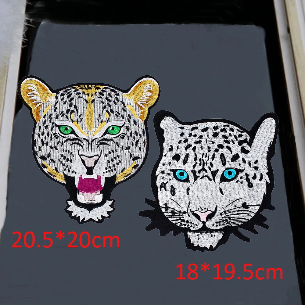 2vnt Leopard Galvą Siuvinėjimo Siūti Geležies ant Pleistro Drabužių Aplikacijos 