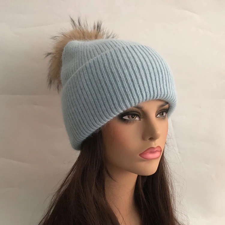 Mados Naujos Žieminės Kepurės Nekilnojamojo Fox Fur pompoms beanies Moterų Kietas Triušio Kailio Kepurę Atsitiktinis Vilnos Šiltas Skullies Beanies Kepurės Kepurės