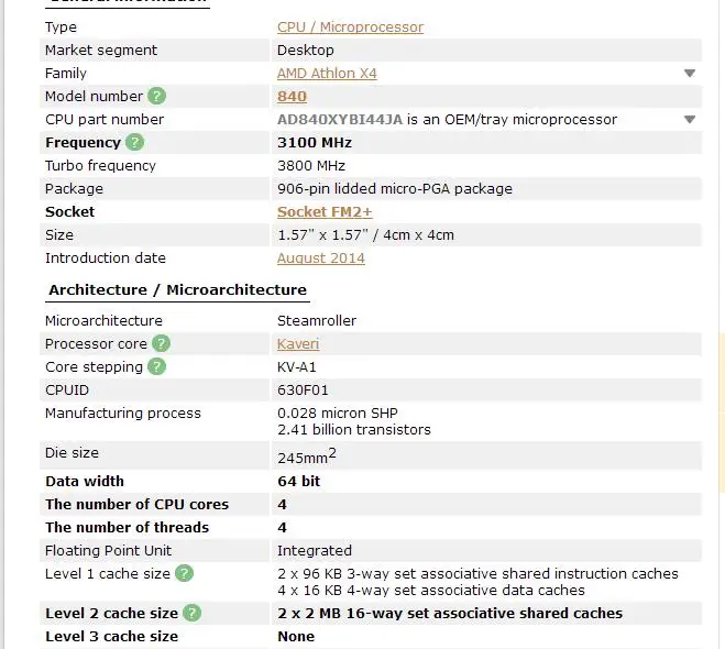 AMD Athlon X4 840 3.1 GHz Quad-Core CPU Procesorius AD840XYBI44JA 65W Socket FM2+