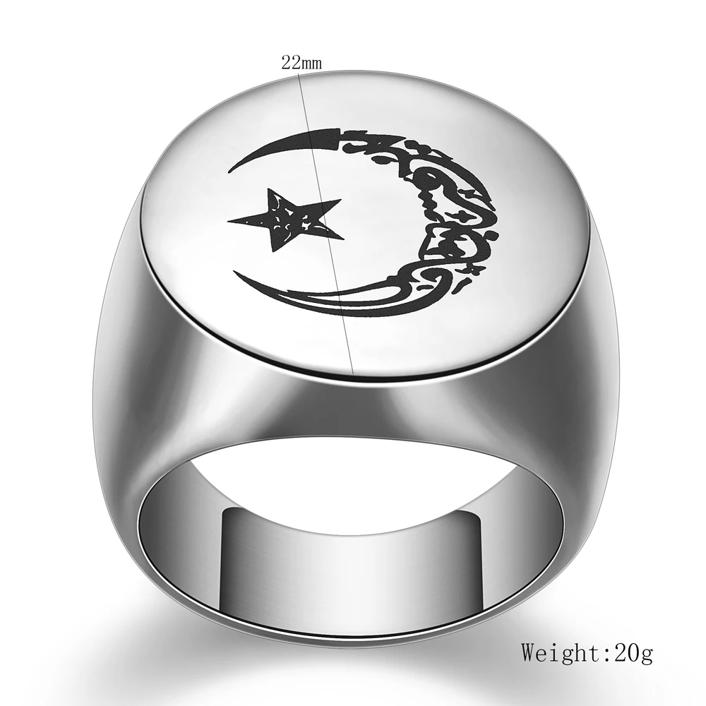 Naujas Neutralus Žiedas Mėnulis Ir žvaigždės Modelis Nerūdijančio Plieno Papuošalai, Aksesuarai Žiedai Vyrams