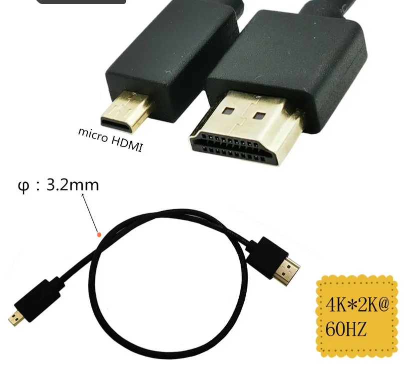 OT 3.0 mm (Super Minkštas Plonas Micro Mini HDMI Type C male HDMI Kabeliai & Mini HDMI male Kabelio 2k*4k hd @60hz lengvi Nešiojamieji