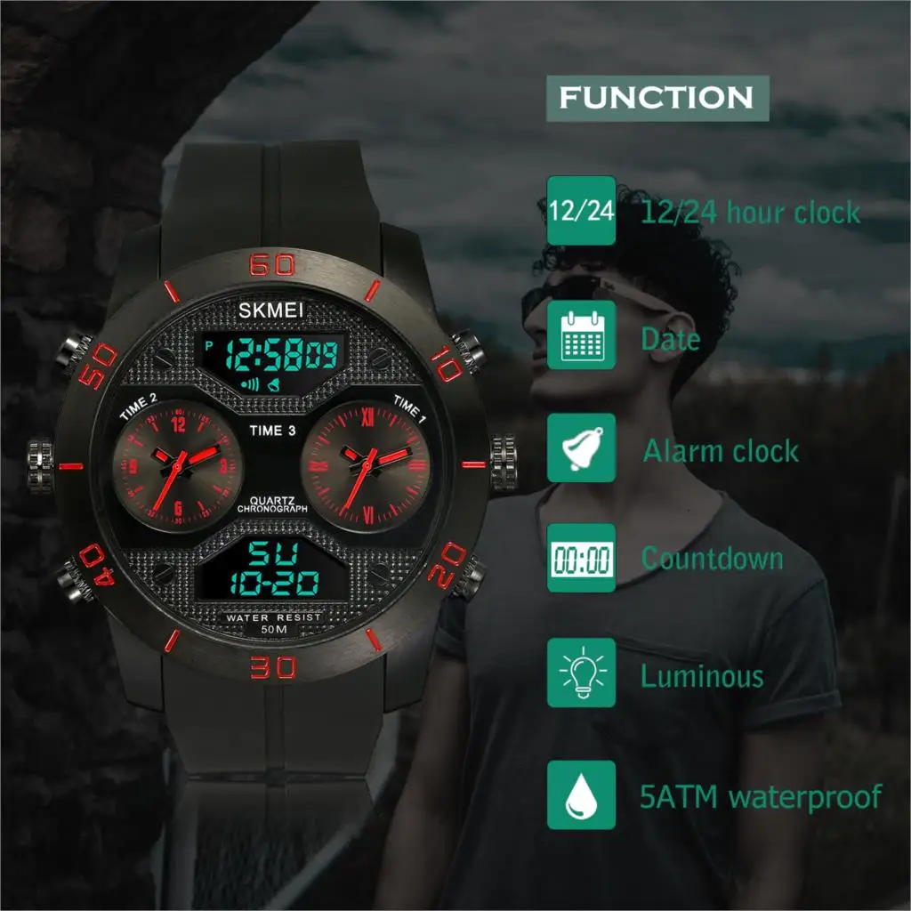 LANCARDO Atsitiktinis & Mados Vyrų Kvarciniai Laikrodžiai Tris TimeMulti-funkcija, Sporto Laikrodis Silikono Dirželis Vyro Karinės Prabangos žiūrėti