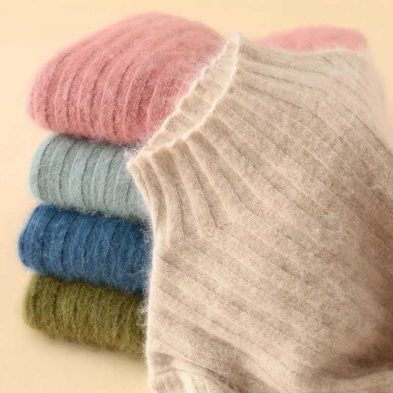 Rudenį ir žiemą naujas aukštos kaklo audinių megztinis moterų megztinis storas šiluma megztinis megztinis ponios slim ilgomis rankovėmis megztinis