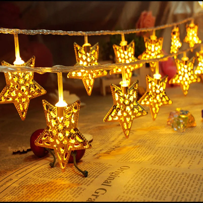 Golden Star LED String Žibintai 5m 20 Led Kalėdų Šalis, Dekoratyvinis Apšvietimas, Lempos, Uždaras Miegamasis Pasakų Žibintai