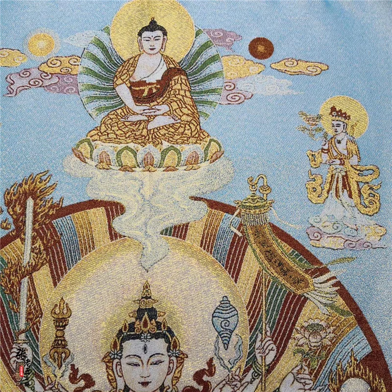 Tibeto, Nepalo Thangka portretas brokatas šilko tapybos religijos Thangka siuvinėjimo pav Qianshou Guanyin 8