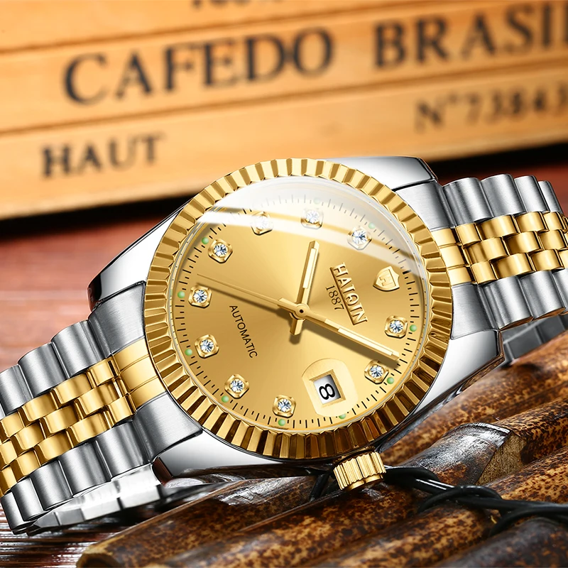 HAIQIN Moterų laikrodžiai, Aukso mechaninė moterų žiūrėti Moteriški laikrodžiai Top brand prabangus Laikrodis Ponios Laikrodis Lady Relogio Feminino