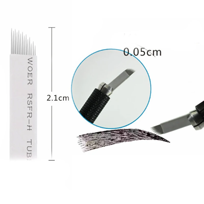 50PCS Labai Plonas Nano geležtės microblading adatos permanentinis Makiažas Antakių Tatuiruotė Adata, Disko Microblade 3D Siuvinėjimas