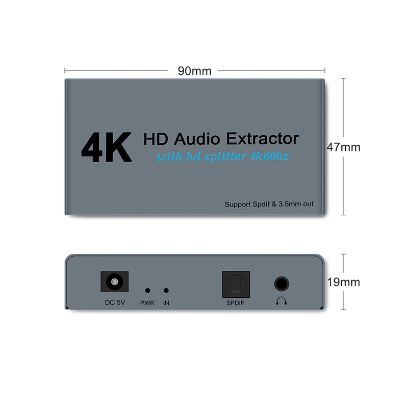 1X2 4K HD Splitter su HD Audio Extractor Optikos ir 3,5 mm Išėjimo Splitter 1-2 Iš Signalas Platintojas PS4 Xbox Vienas