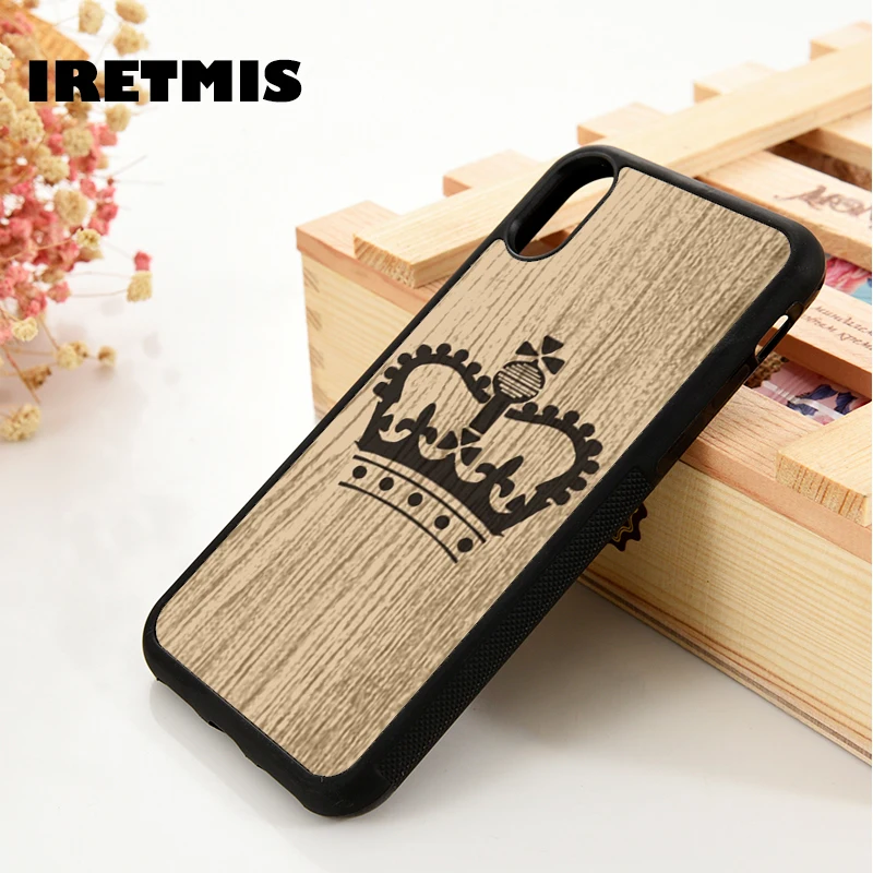 Iretmis 5 5S SE 6 6S telefono case cover for iPhone 7 8 plus X Xs 11 Pro Max XR King crown prince vtg grafinis siluetas simbolis