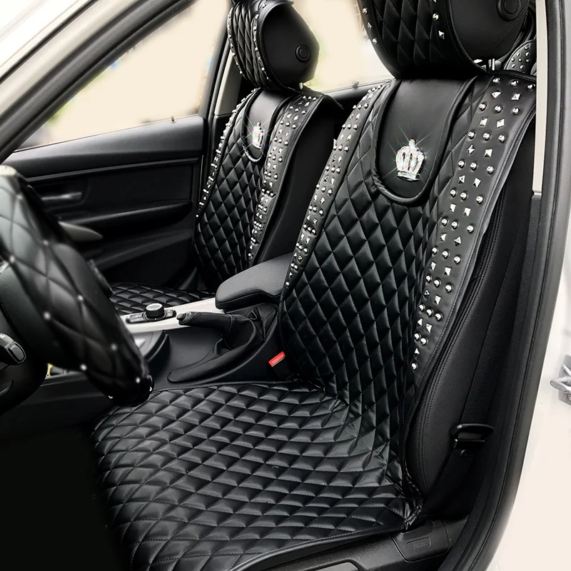 Oda Automobilių Sėdynės Padengti Crystal Crown Kniedės Auto Sėdynės Pagalvėlės, Interjero Priedai Universalus Dydis Priekinės Sėdynės Apima Automobilio Stiliaus