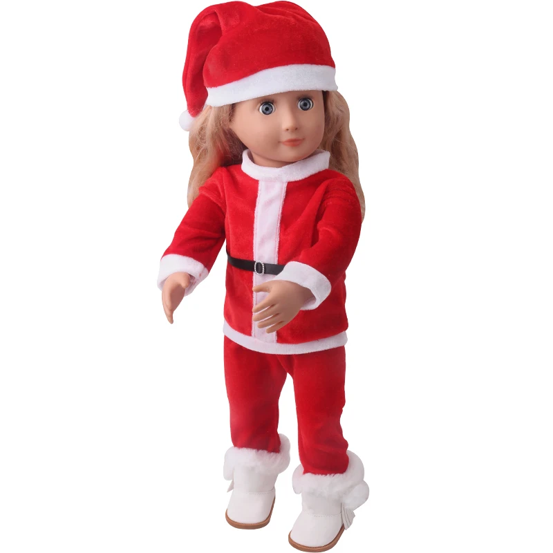 18 Colių Mergaičių Lėlės Suknelę Žiemos Kalėdų Kostiumas + Hat Flanelė Audiniai Amerikos Sijonas Kūdikių Žaislas Tinka Priedai 43 CM Berniukas Lėlės c951