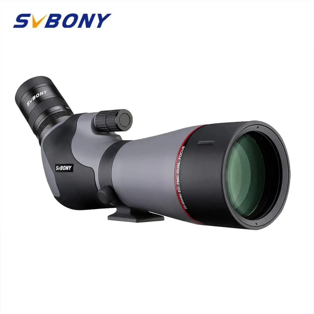 SVBONY Spotting scope 20-60x80 ypač Žemos Dispersijos ED Dual Focus Teleskopas MVS+ Sidabro Vandeniui Profesinės Paukštininkystė SV46P