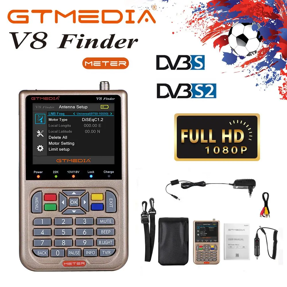 GTMEDIA V8 FINDER METRŲ Palydovų Ieškiklis HD 1080P satfinder DVB-S2/S2X Palaiko spektro ACM ACM+ vieta palydovinis lnb signalas