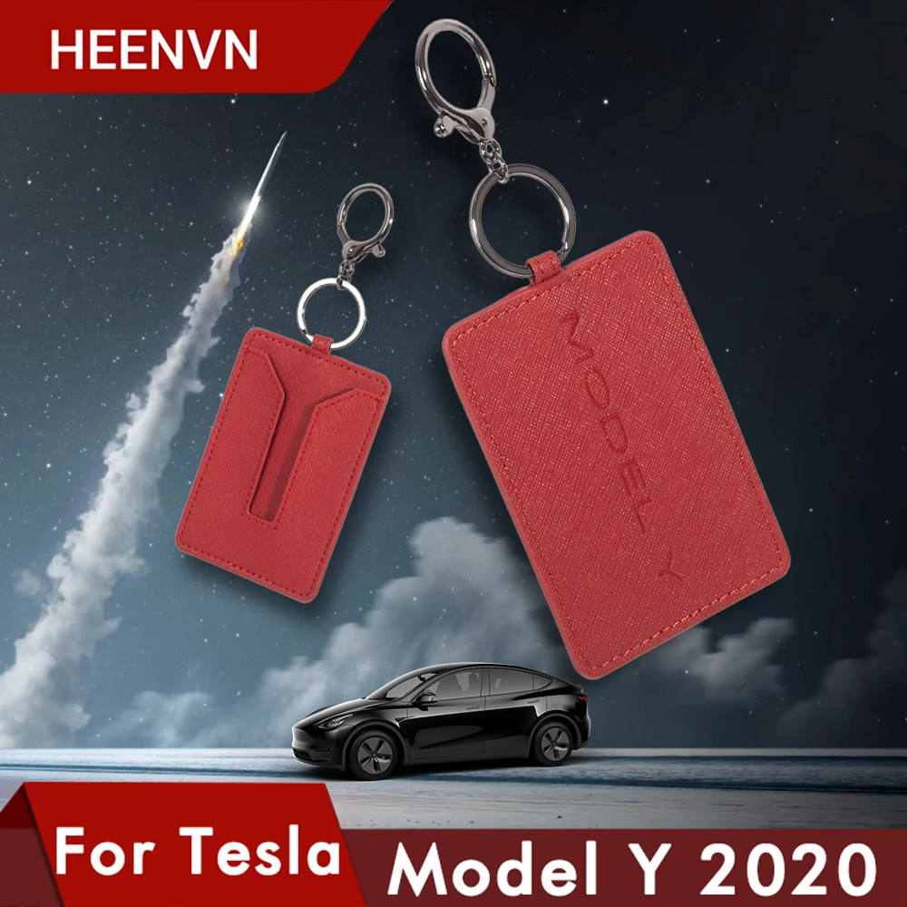 Heenvn ModelY Automobilių Odos Pagrindiniai Kortelės Turėtojas Raštas Padengti Klavišą Tesla Model Y Priedai Juoda Raktas Fob Atveju Bag Black 2020 M.