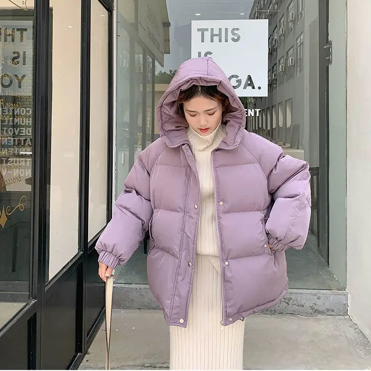 Naujų 2020 M. Moteris Trumpa Striukė Žiemos Storio Gobtuvu Medvilnė Paminkštinimas Paltai Moterų Korėjos Laisvas Šuo-Parkas Ponios Negabaritinių Outwear