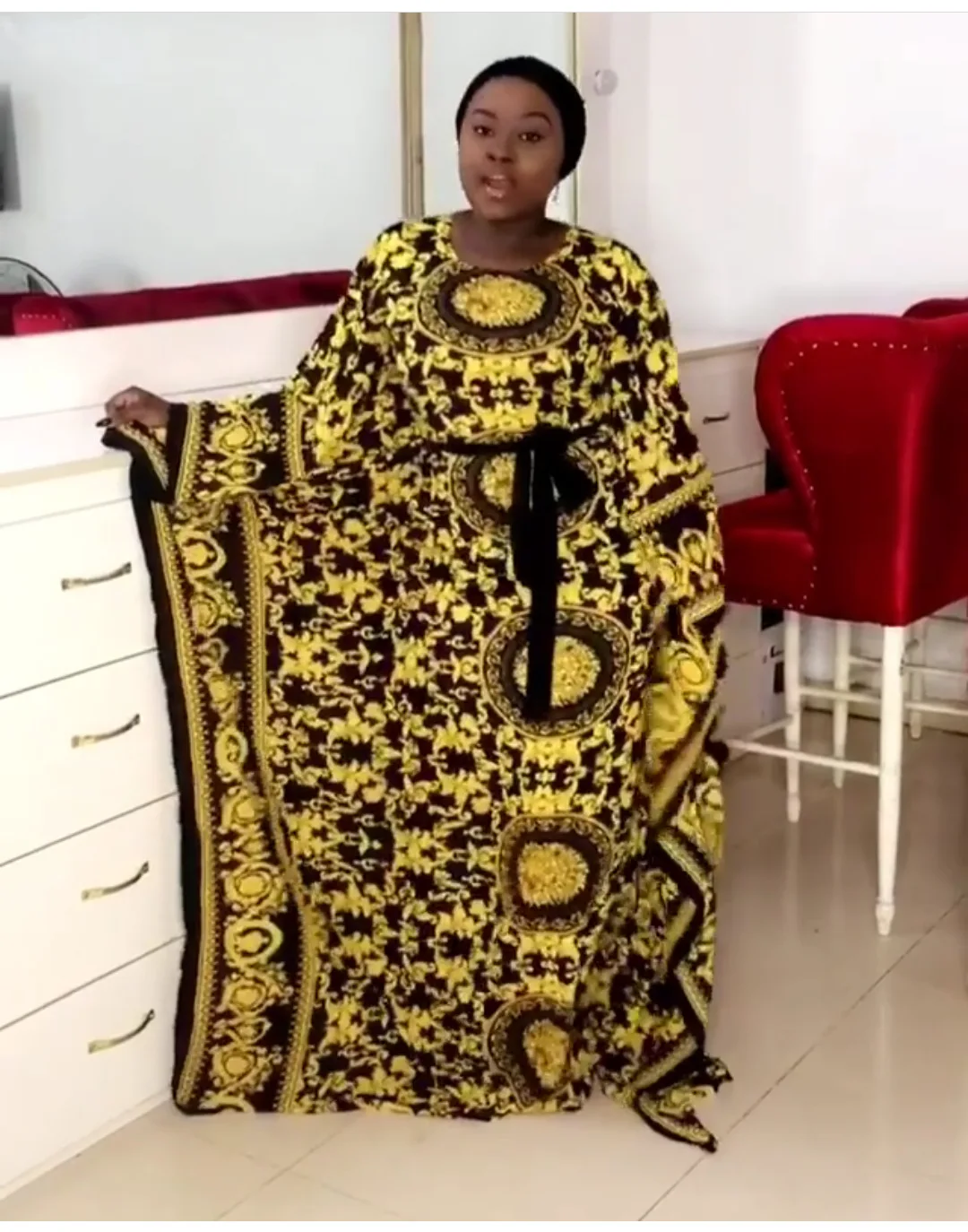 Plus Size Afrikos Drabužius Elegantiškas Negabaritinių Prarasti Tradicinių Spausdinimo Suknelė Moterims Roko Stiliaus Dashiki Elastinga heidi bazin Ilga Suknelė