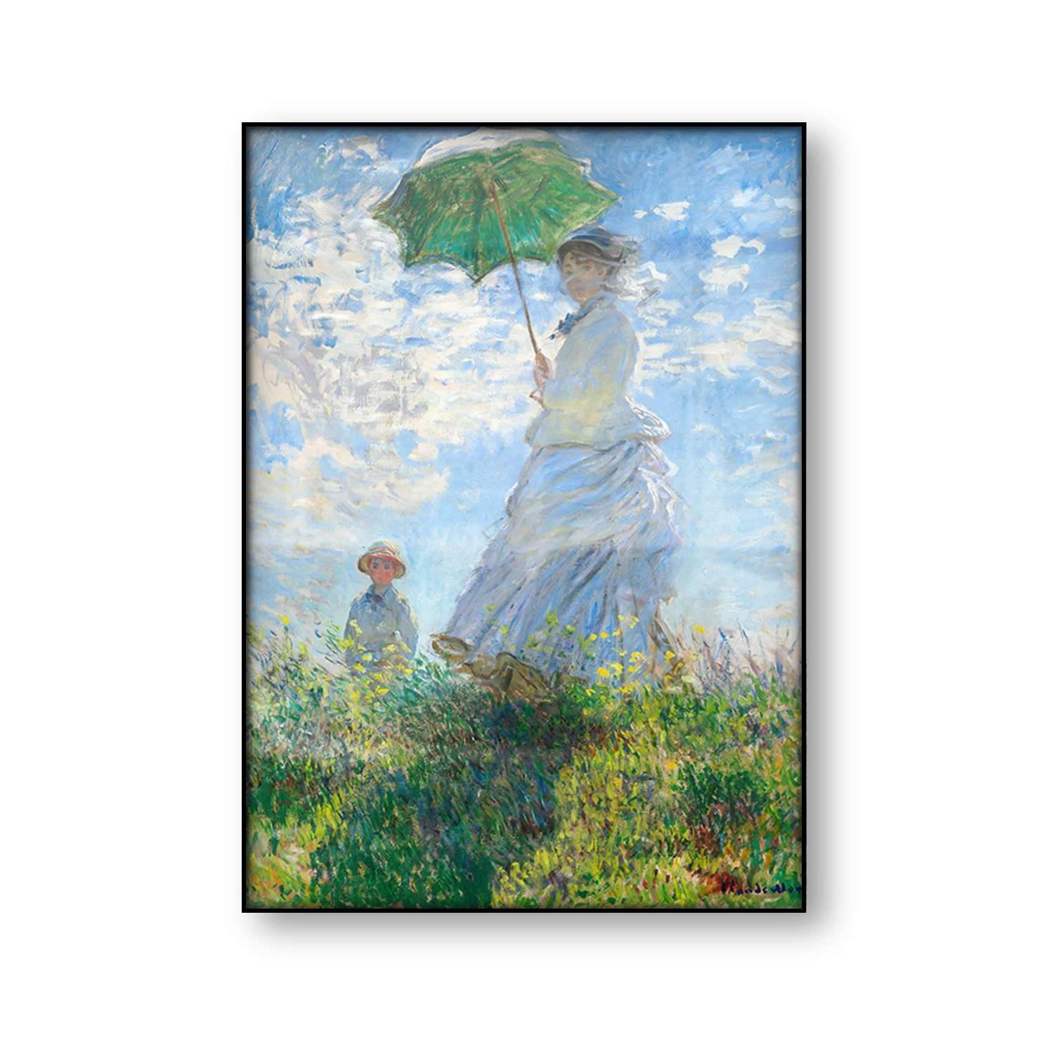 Claude Monet Paveikslą Derliaus Plakatas Moteris su Skėtis Madam Monet ir Jos Sūnus Illustartion Drobė Spausdinti Sienos menas Namų Dekoro