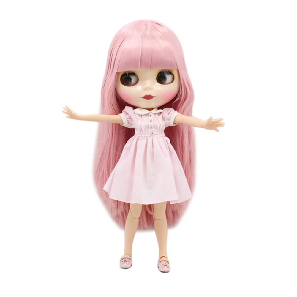 LEDINIS DBS Blyth lėlės 1/6 bjd Šviesiai Rožinės spalvos plaukų, baltos odos, matinis veidas nuogas Bendras kūno mergaitė dovana žaislas BL6122