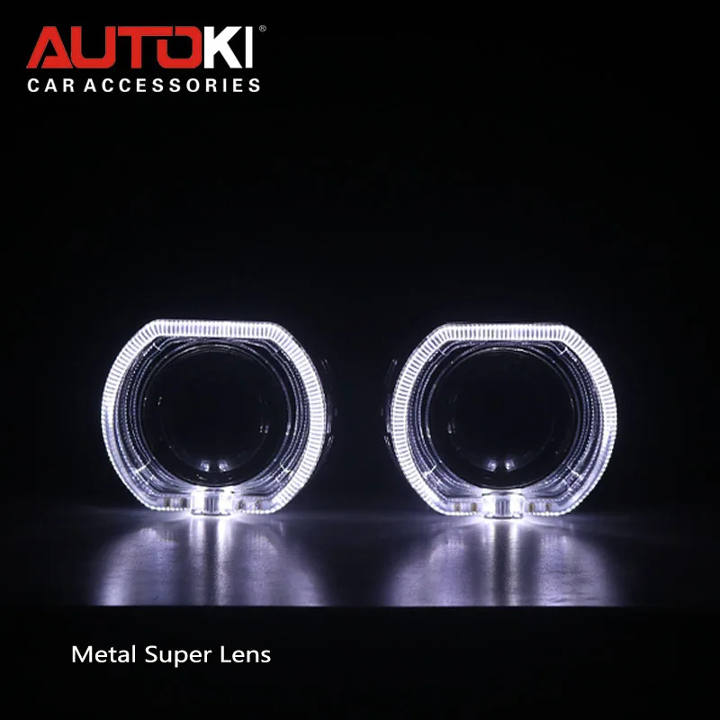 AUTOKI 2018 Naujas metalo Super H1 2.5 colių X5 LED angel eyes, su LED Devil akys Bi-xenon Projektoriai objektyvas H4, H7 9005 9006 Lizdas