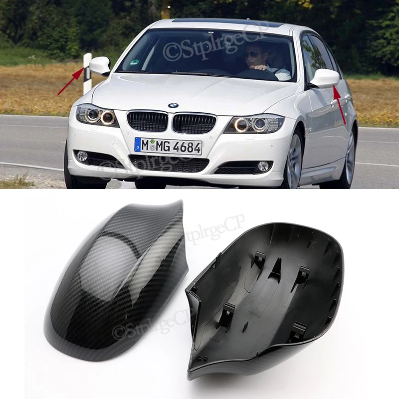 BMW 3 Serijos E90 E91 IGS reorganizavimas 2009 m. 2010 m. 2011 m. 2012 anglies pluošto galinio vaizdo veidrodis padengti blizgus juodas veidrodis dangtis
