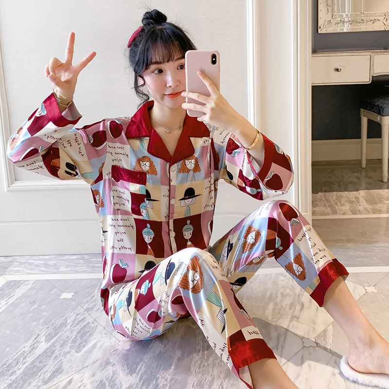 EJIAMEIJR originali šilko pižama moterims, Pižamos Kostiumas ponios minkštas Sleepwear Merginos Plonas Loungewear Atsitiktinis Satino Pyjama Mados