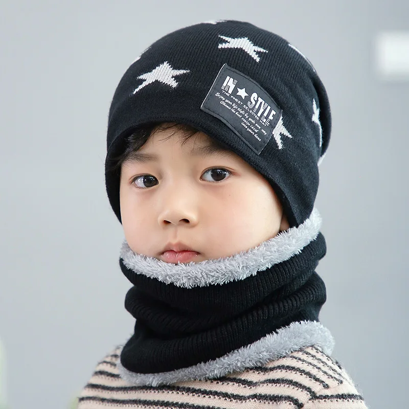 Karšto tėvų vaikas 2vnt super šiltos Žiemos balaclava vilnos Beanies Megzti Skrybėlę ir skara už 3-8-12 metų mergaitė, berniukas skrybėlės
