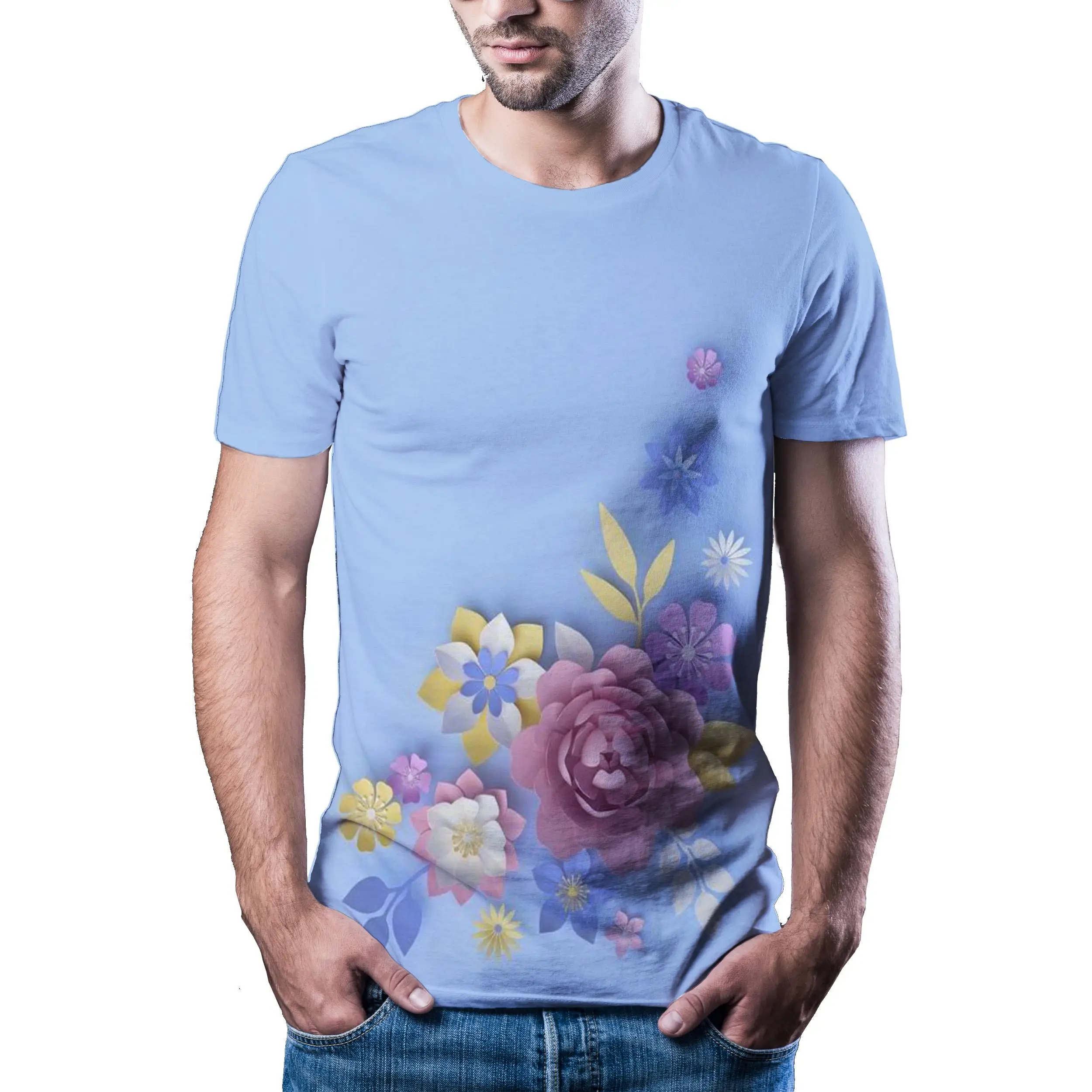 2020 karšto vyrų vasara naujas apvalios kaklo trumpomis rankovėmis 3D spausdinimo aukštos kokybės marškinėlius, sportinę aprangą T-shirt šviežios gėlės dydžio marškinėlius