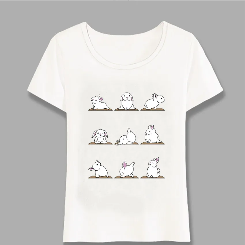 Nauja Vasaros Moterų Mados T Shirts Zuikiai Yug Art Print T-Shirt Juokinga Triušis Dizaino Mini Atsitiktinis Viršūnes Mielas Tees Harajuku