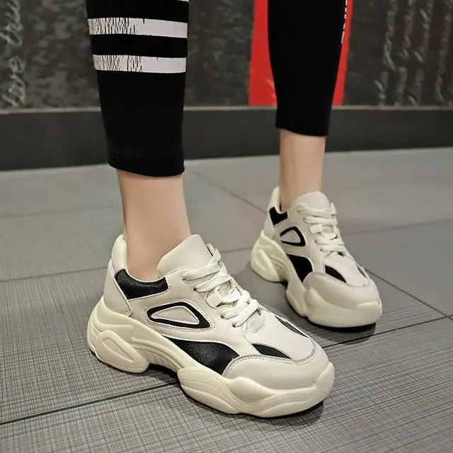 Xiaying Šypsena Ins spalva korėjos versija tėtis batai, 2019 m. pavasarį tinklo įžymybės retro kaklaraištis, laisvalaikio bateliai, sportiniai moterų batai
