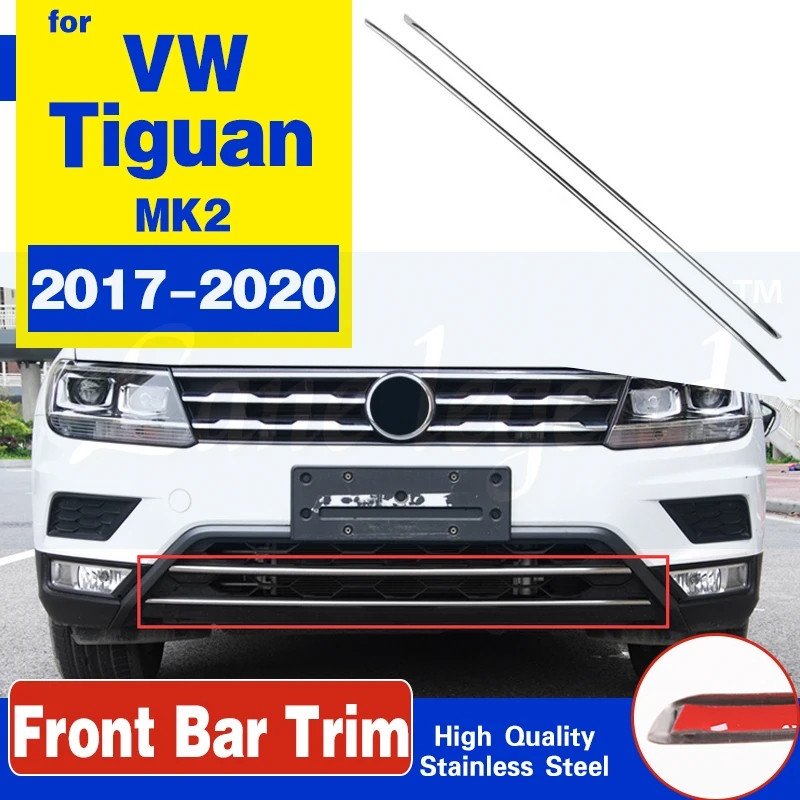 VW Volkswagen Tiguan mk2 2017 2018 2019 2020 Priekinio Bamperio Apačioje Liejimo lenktynių grotelių apdaila Padengti Nerūdijančio Plieno Priedai