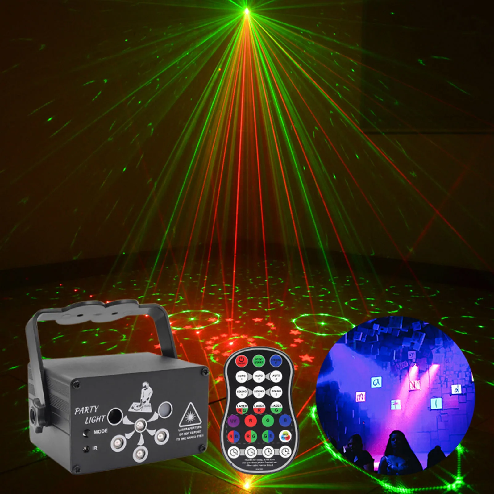 120 Modelio RGB DJ, Led Lazeris lempa USB Mini Diskoteka Šviesos Nuotolinio Valdymo UV spindulių Projektorius Namų Vestuves Juosta Apdailos Scenos Šviesos