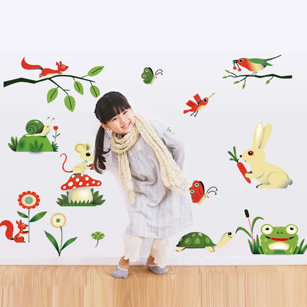 5082-D Naujas Dizaino Rabbit/Paukščių/Vėžlys/Varlė Animacinių Filmų Sienų Lipdukai,Vaikų Darželis, Vaikų Kambario Dekoracija Gyvūnų Sienų Lipdukai