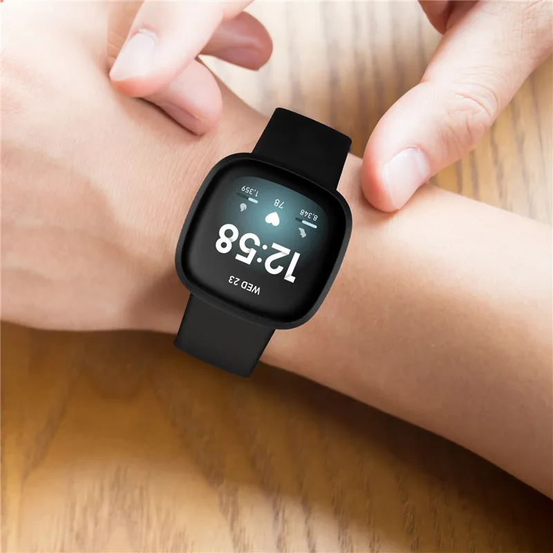(4 Pakuotės) Silikoninės Apyrankės už Fitbit versa 3/prasme Smart Watch Priedai Dirželis Apyrankė Versa 3 Riešo Juostele Gumos Juostelių