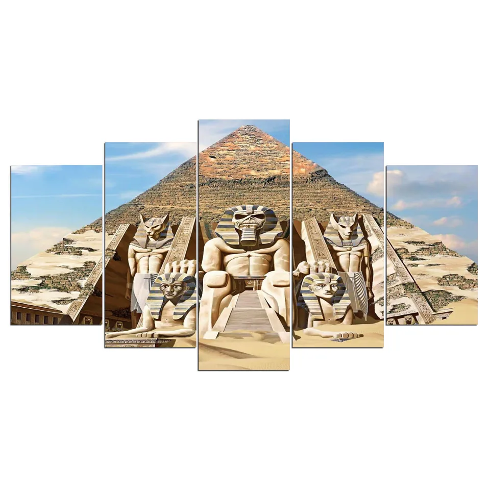 HD Atspausdinta 5 Drobės Egipto Piramidės Sienos Nuotraukas Kambarį Šiuolaikinės Afrikos Kraštovaizdžio Nuotraukos, Modulinės Plakatai ir Spausdina