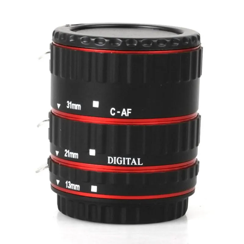 Aukštos kokybės, Spalvinga Metalo TTL Automatinis Fokusavimas AF Macro Extension Tube Žiedas Canon EOS EF, EF-S 60D 7D 5D II 550D Fotoaparatas Raudonas Juodas