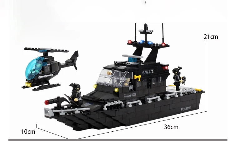 Policijos stotis SWAT blokai Šarvuotų automobilių jeep Karinės Serijos 3D Modelį Pav Brinquedos miestas Berniukas Žaislas Vaikams Dovanų 6511