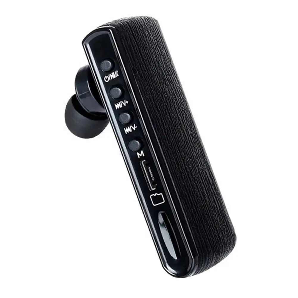 Juoda GS-R12 Bluetooth 4.2 + EDR Ausines In-Ear Mikrofonas Skaitmeninis Diktofonas MP3 Grotuvas Built-In 110mAh Ličio Baterija