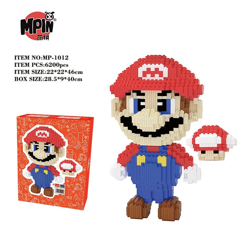6200pcs+ 50cm Didelis Mario Bros Rupūžė Modelio Blokai Super Kinopio Modelis Diamond Mini Plytų Žaislai Vaikams Dovanos