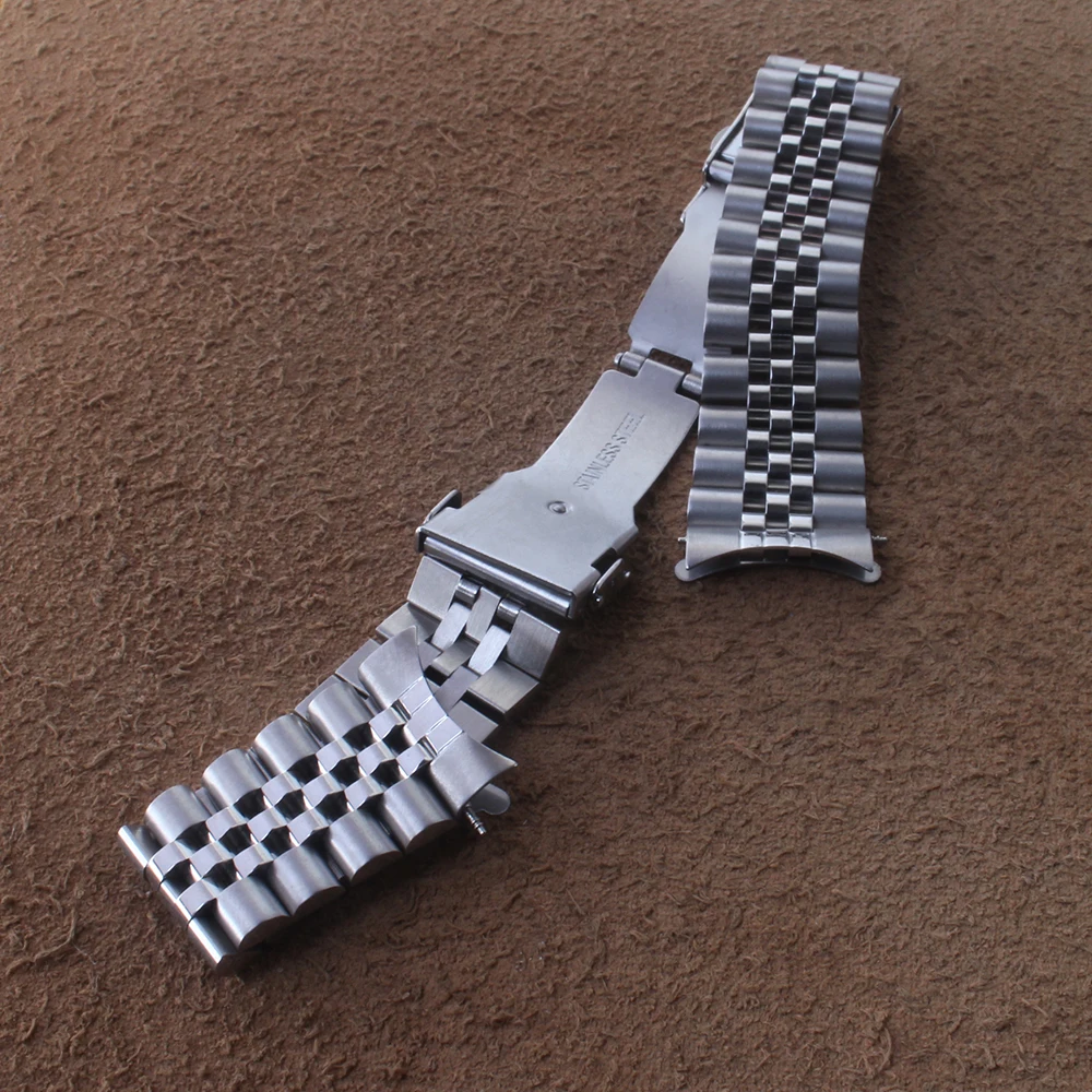 Watchbands naujas lenkti galai Nerūdijančio Plieno Dirželis 20mm 22mm 24mm Metalo Žiūrėti Juostos Kietosios Nuorodą Apyrankę Watchband Sidabro spalvos sagtis karšto