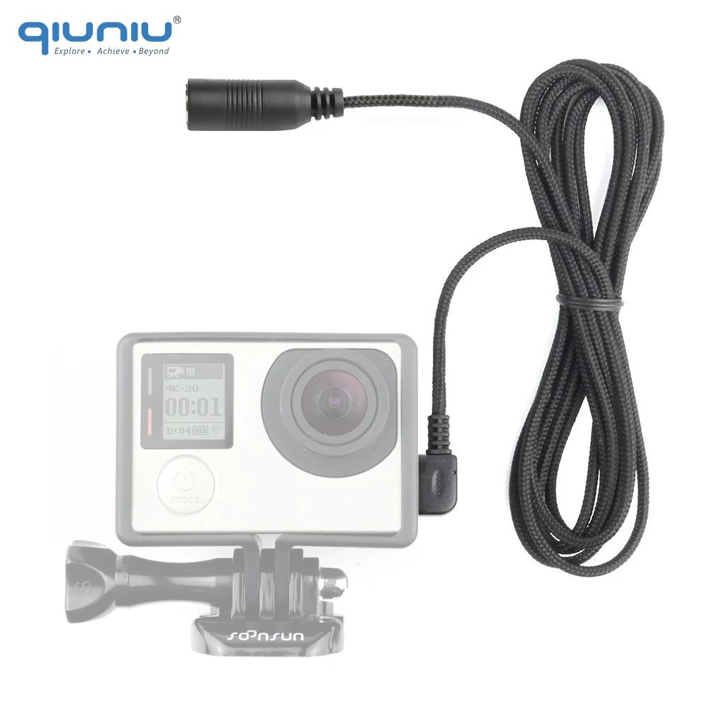 QIUNIU Mini USB Mikrofonas Mikrofono Adapterio Perdavimo Kabelis, 3.5 mm Išorinis Mikrofonas GoPro Hero 3 3+ 4 Go Pro Priedai